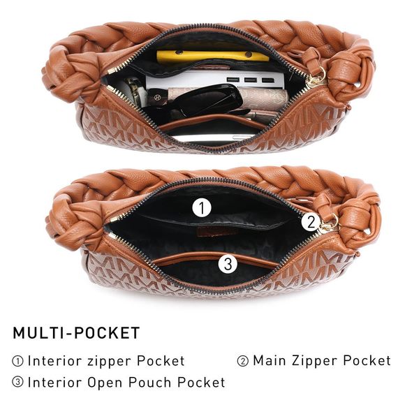 Mkp Hobo Bags Braided Top Handle Tote Handbag Shoulder Bag Ladies :> - Picture 4 of 6